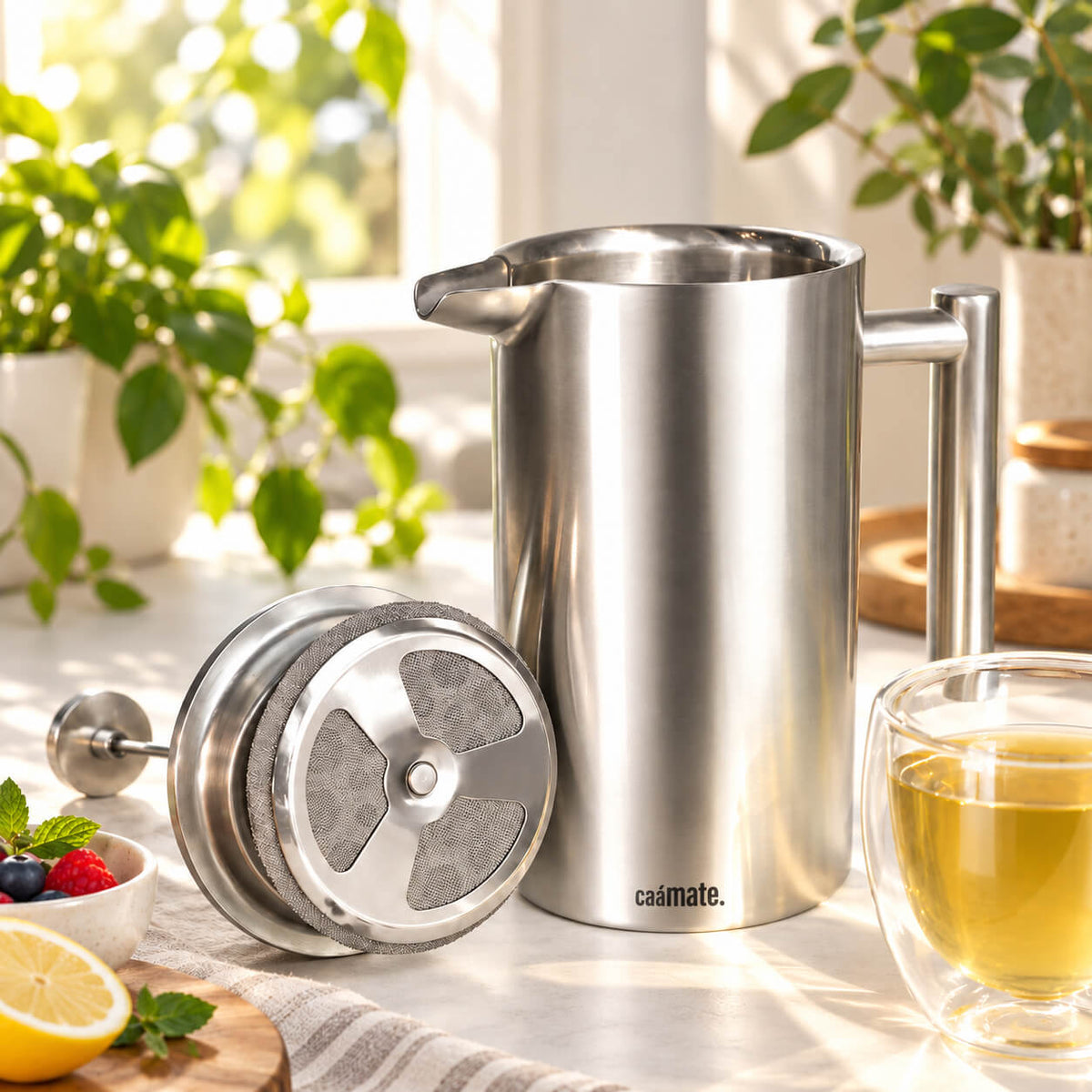 Cafetière à piston classique en acier inoxydable